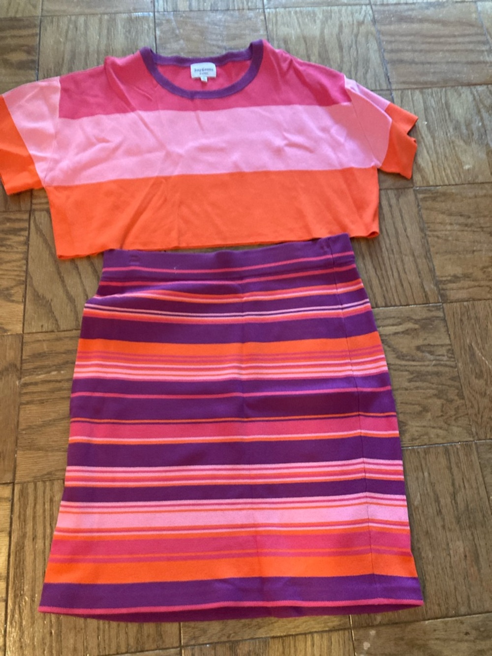 Striped Pink Orange Purple Two-Piece Set